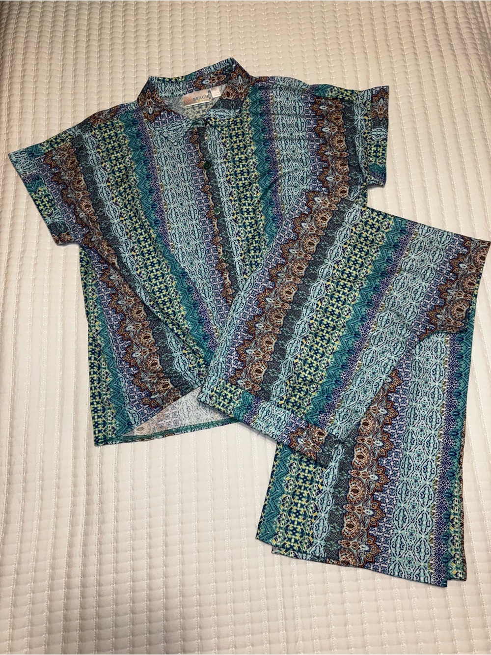 Belle Beach Cabana Knot Boho Beach Matching Top and Pant Set, L